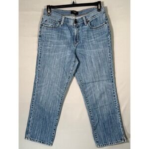 TALBOTS Petite 12P Blue Wash Denim Straight‎ Leg Crop Jeans Women